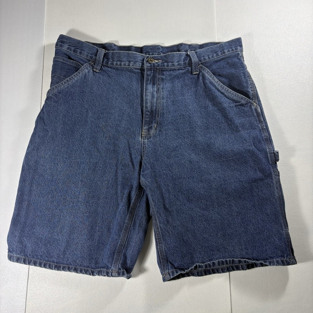 Faded Glory Mens Carpenter Denim Jean Shorts Size 38 Blue Relaxed Fit Y2K